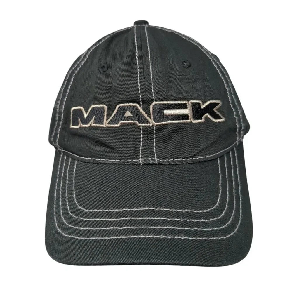 MACK Snapback Hat Black One Size Adjustable Embroidered 6 Panel Cotton